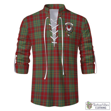 Tartan Vibes Clothing Leask Tartan Men's Scottish Traditional Jacobite Ghillie Kilt Shirt with Family Crest