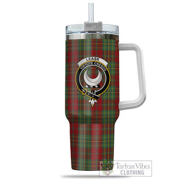 Tartan Vibes Clothing Leask Tartan and Family Crest Tumbler with Handle