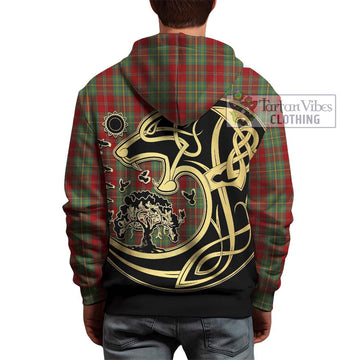 Leask Tartan Hoodie with Family Crest Celtic Wolf Style