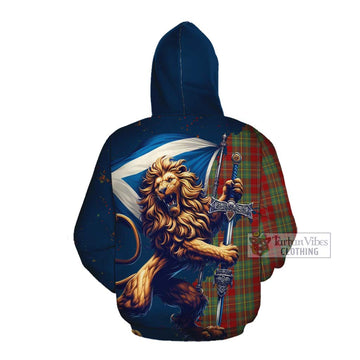 Leask Tartan Family Crest Cotton Hoodie with Scottish Majestic Lion