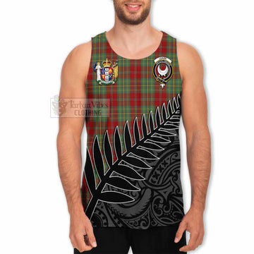 Tartan Vibes Clothing Leask Crest Tartan Men's Tank Top with New Zealand Silver Fern Half Style