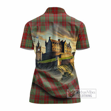 Leask Tartan Family Crest Women's Polo Shirt with Scottish Ancient Castle Style
