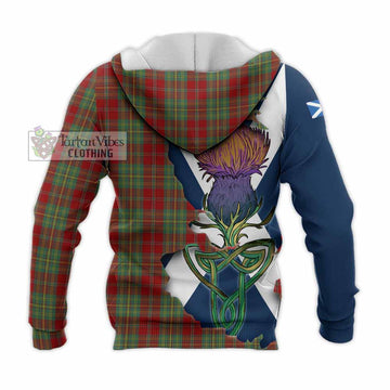 Leask Tartan Family Crest Knitted Hoodie Scottish Thistle Celtic Inspired
