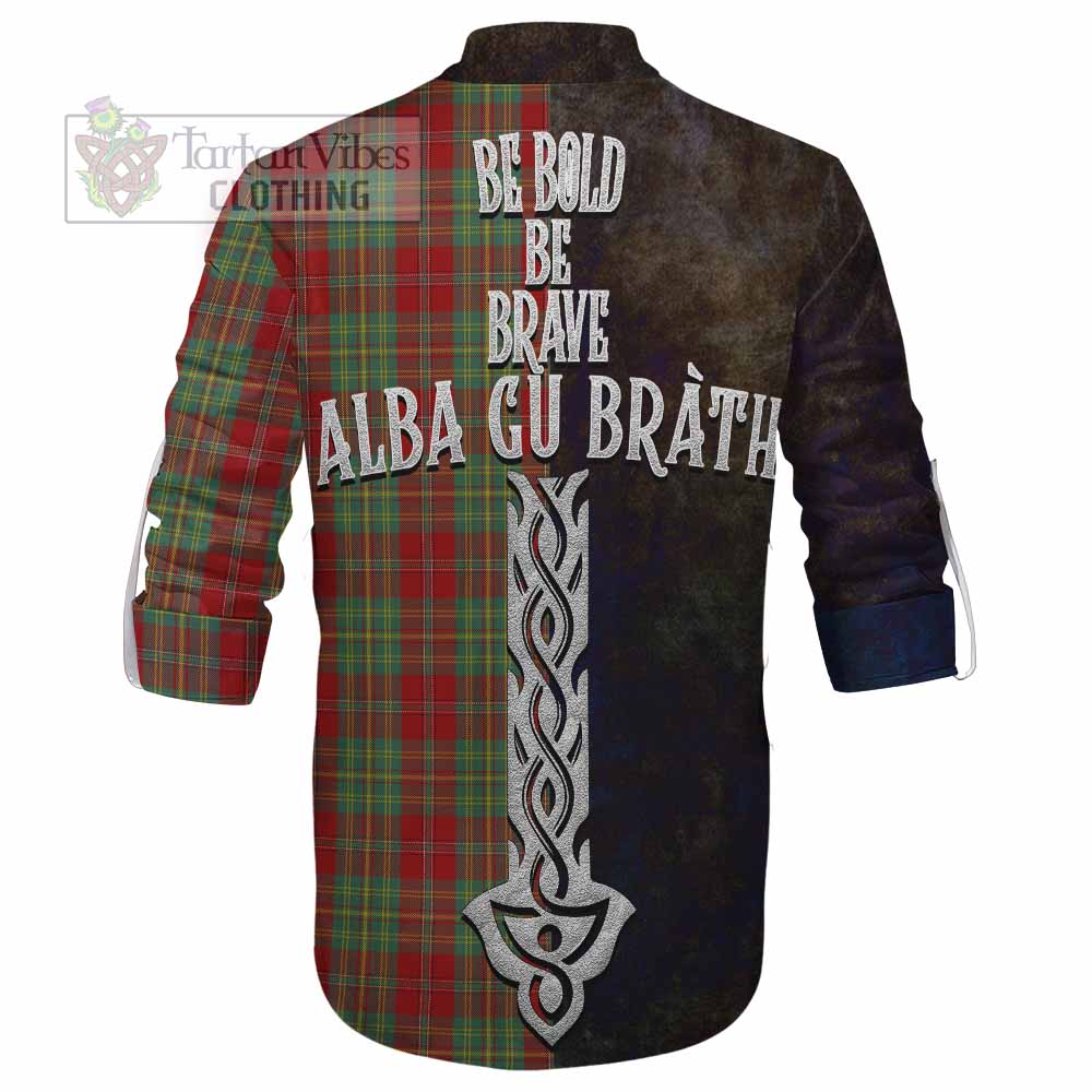Tartan Vibes Clothing Leask Tartan Family Crest Ghillie Kilt Shirt Alba Gu Brath Be Brave Lion Ancient Style