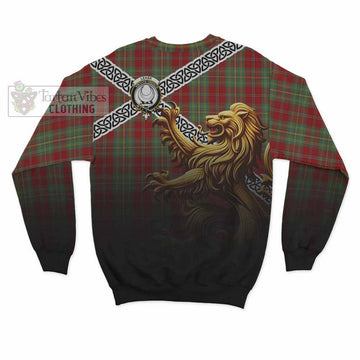 Leask Crest Tartan Sweatshirt with Golden Lion Emblem Celtic Style
