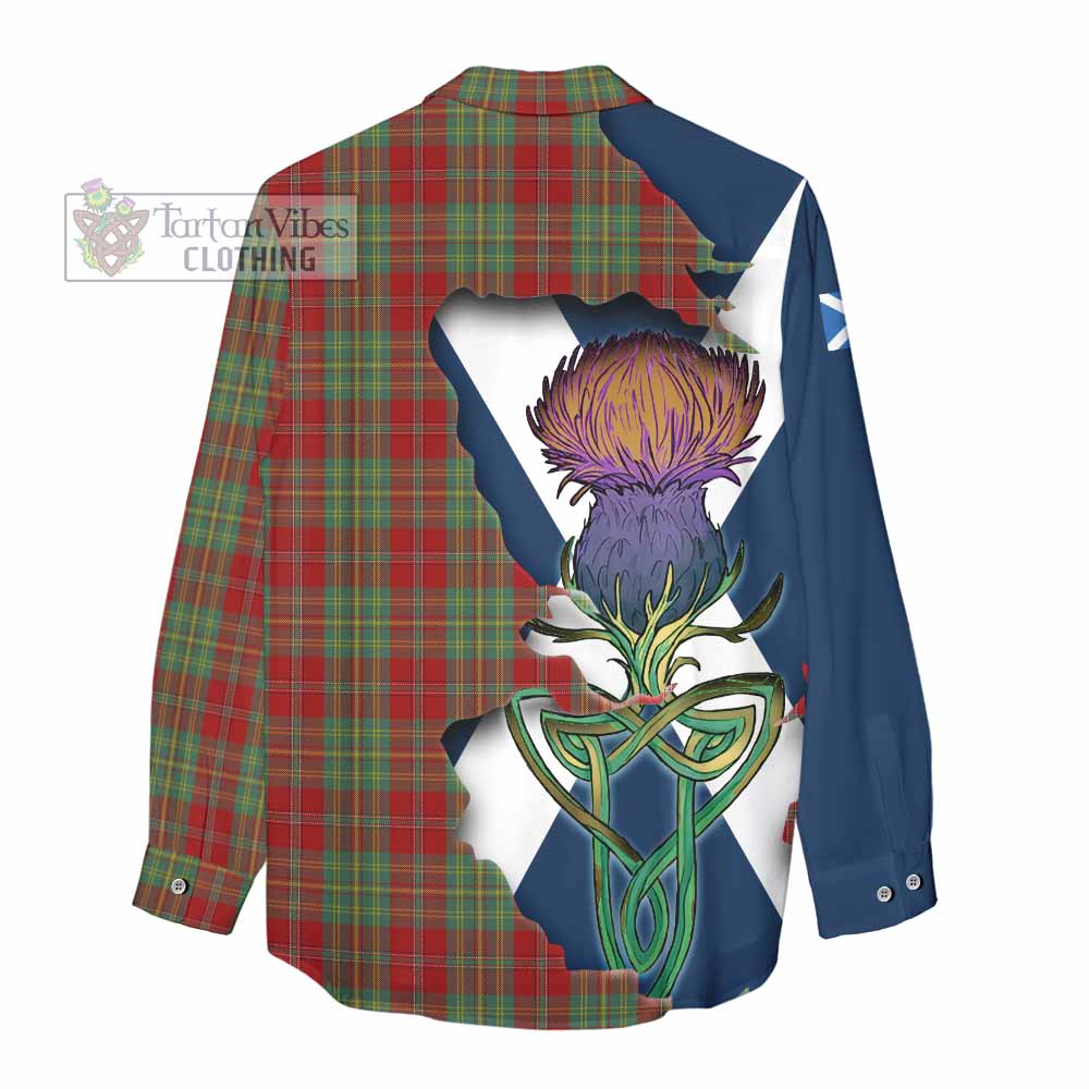 Tartan Vibes Clothing Leask Tartan Family Crest Women's Casual Shirt Scottish Thistle Celtic Inspired