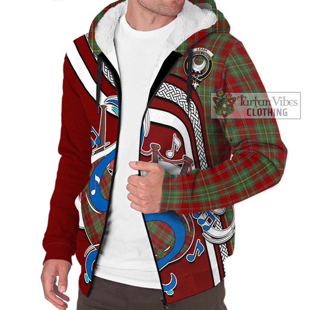 Leask Tartan Sherpa Hoodie with Epic Bagpipe Style Unisex - Tartanvibesclothing Shop