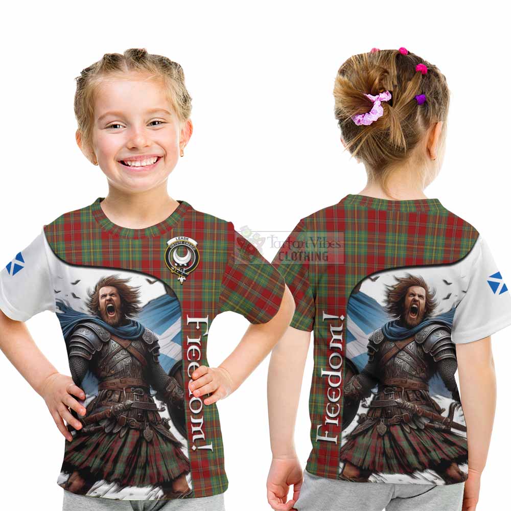 Tartan Vibes Clothing Leask Crest Tartan Kid T-Shirt Inspired by the Freedom of Scottish Warrior