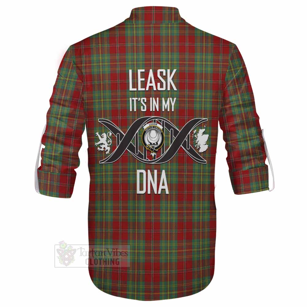 Tartan Vibes Clothing Leask Tartan Ghillie Kilt Shirt with Family Crest DNA In Me Style