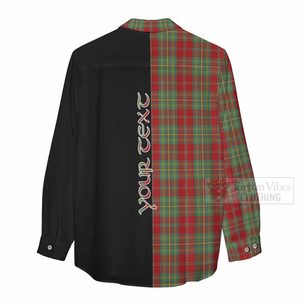 Tartan Vibes Clothing Leask Tartan Women's Casual Shirt with Family Crest and Half Of Me Style