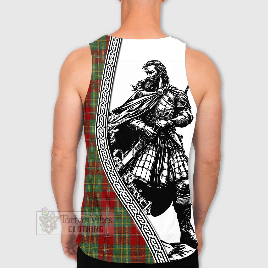 Tartan Vibes Clothing Leask Tartan Clan Crest Men's Tank Top with Highlander Warrior Celtic Style