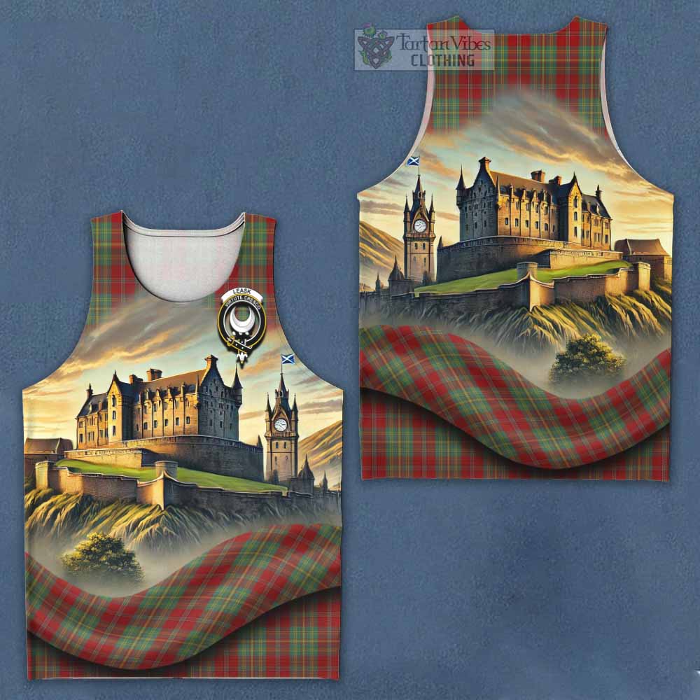 Tartan Vibes Clothing Leask Tartan Family Crest Men's Tank Top with Scottish Ancient Castle Style