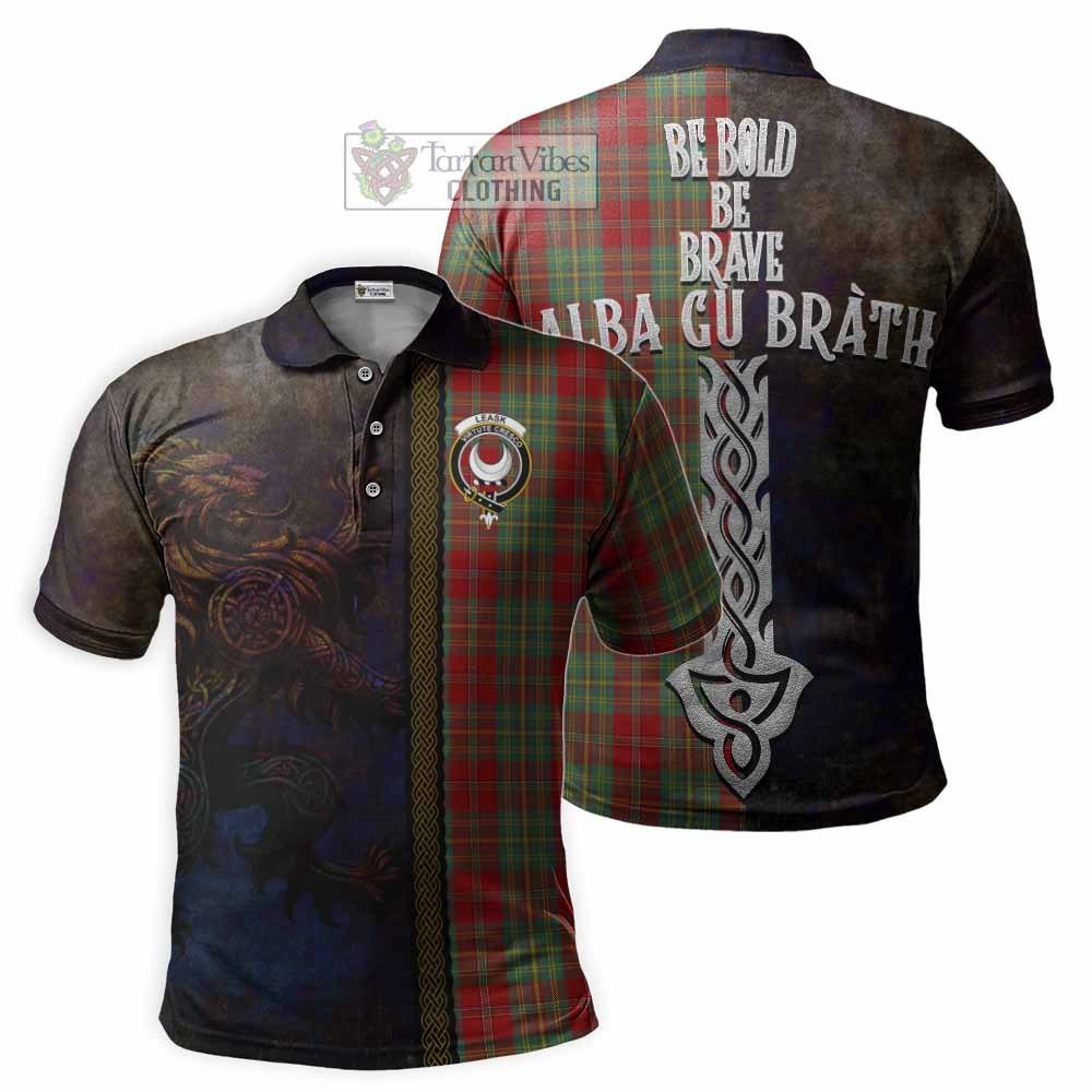 Tartan Vibes Clothing Leask Tartan Family Crest Polo Shirt Alba Gu Brath Be Brave Lion Ancient Style