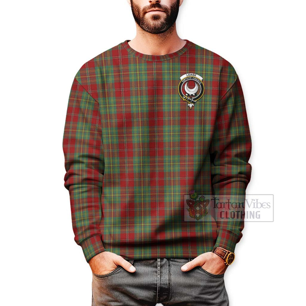 Tartan Vibes Clothing Leask Tartan Sweatshirt with Family Crest Celtic Skull Style