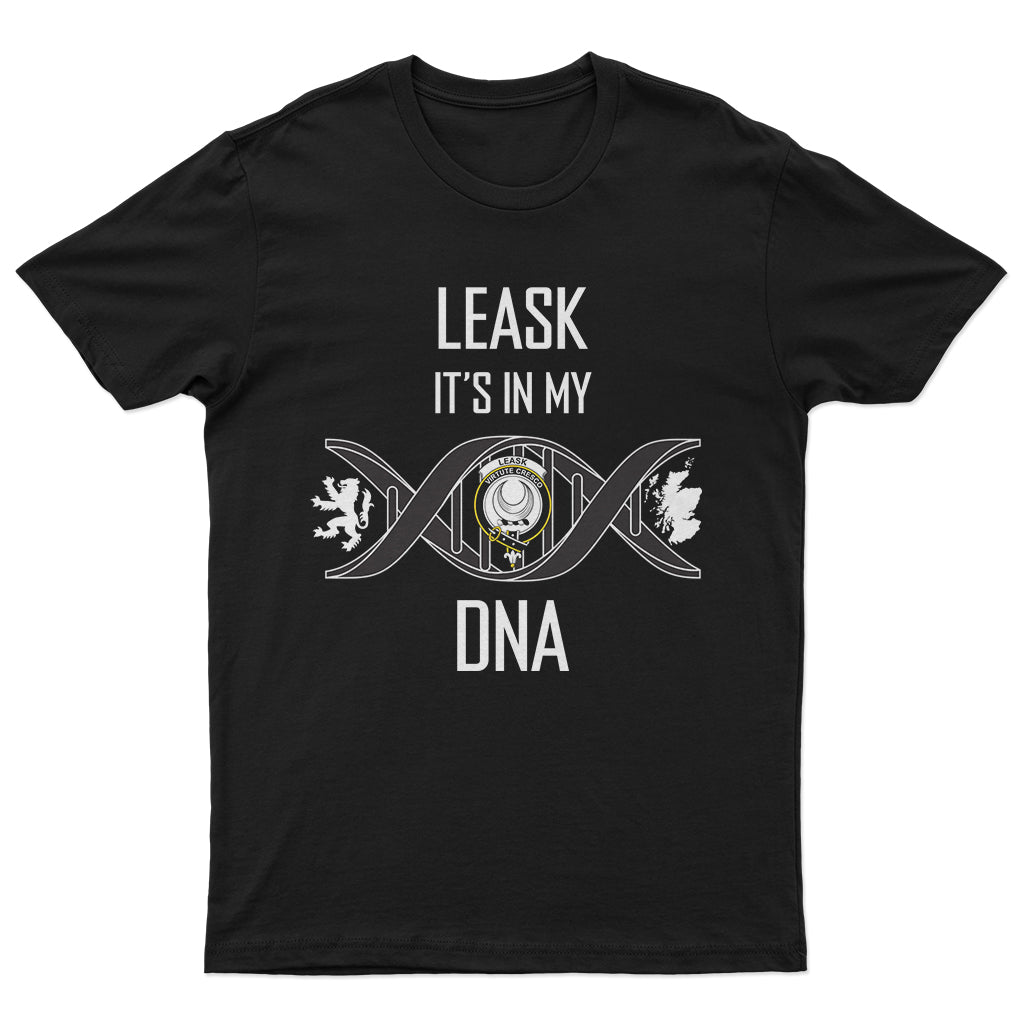 Leask Family Crest DNA In Me Mens Cotton T Shirt - 2D-tartanvibesclothing
