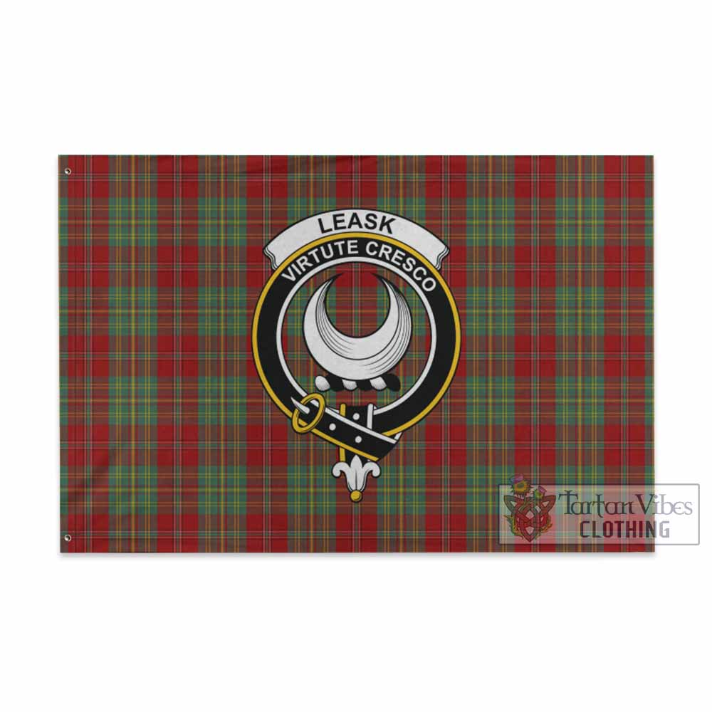 Tartan Vibes Clothing Leask Tartan House Flag with Family Crest