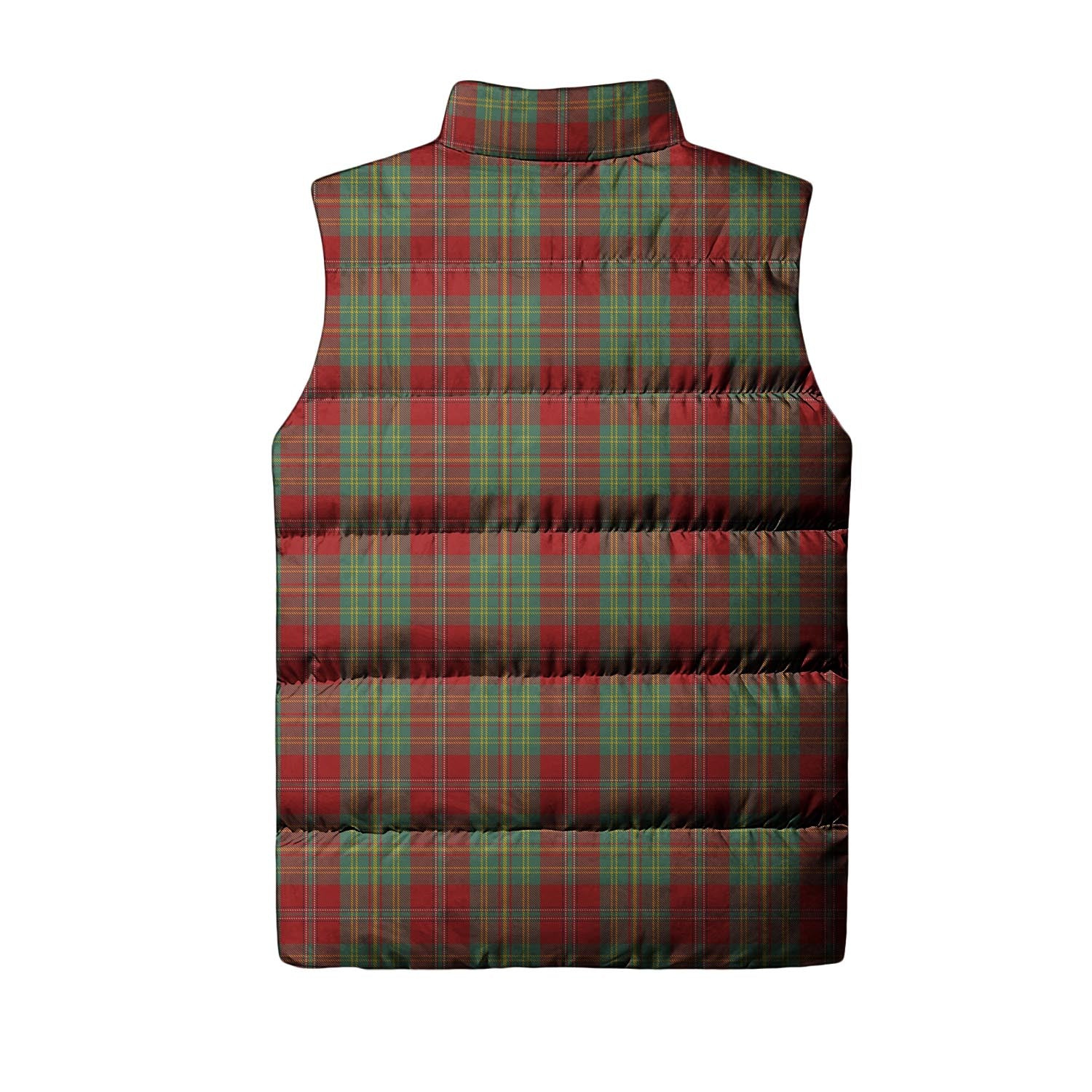 Leask Tartan Sleeveless Puffer Jacket with Family Crest - Tartanvibesclothing