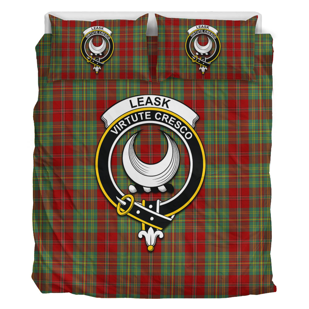 Leask Tartan Bedding Set with Family Crest - Tartan Vibes Clothing