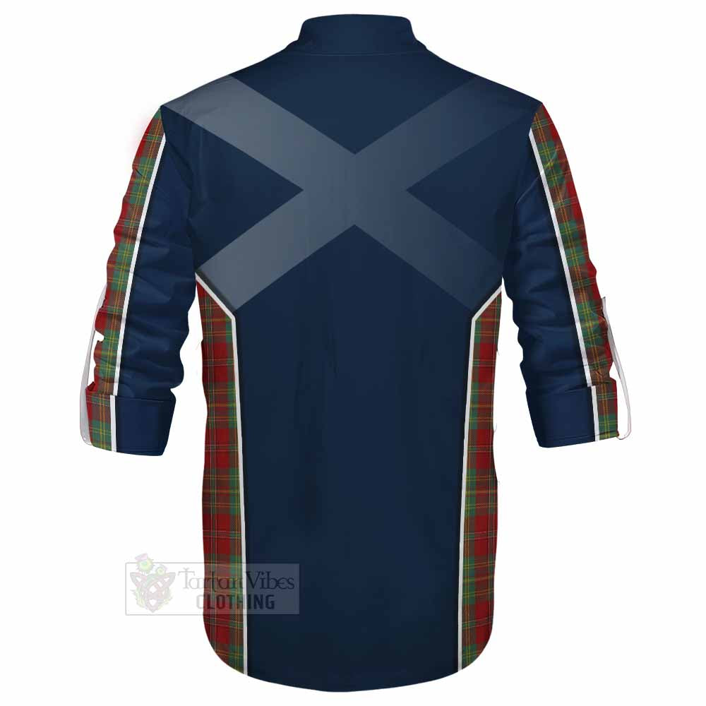 Tartan Vibes Clothing Leask Tartan Ghillie Kilt Shirt with Family Crest and Lion Rampant Vibes Sport Style