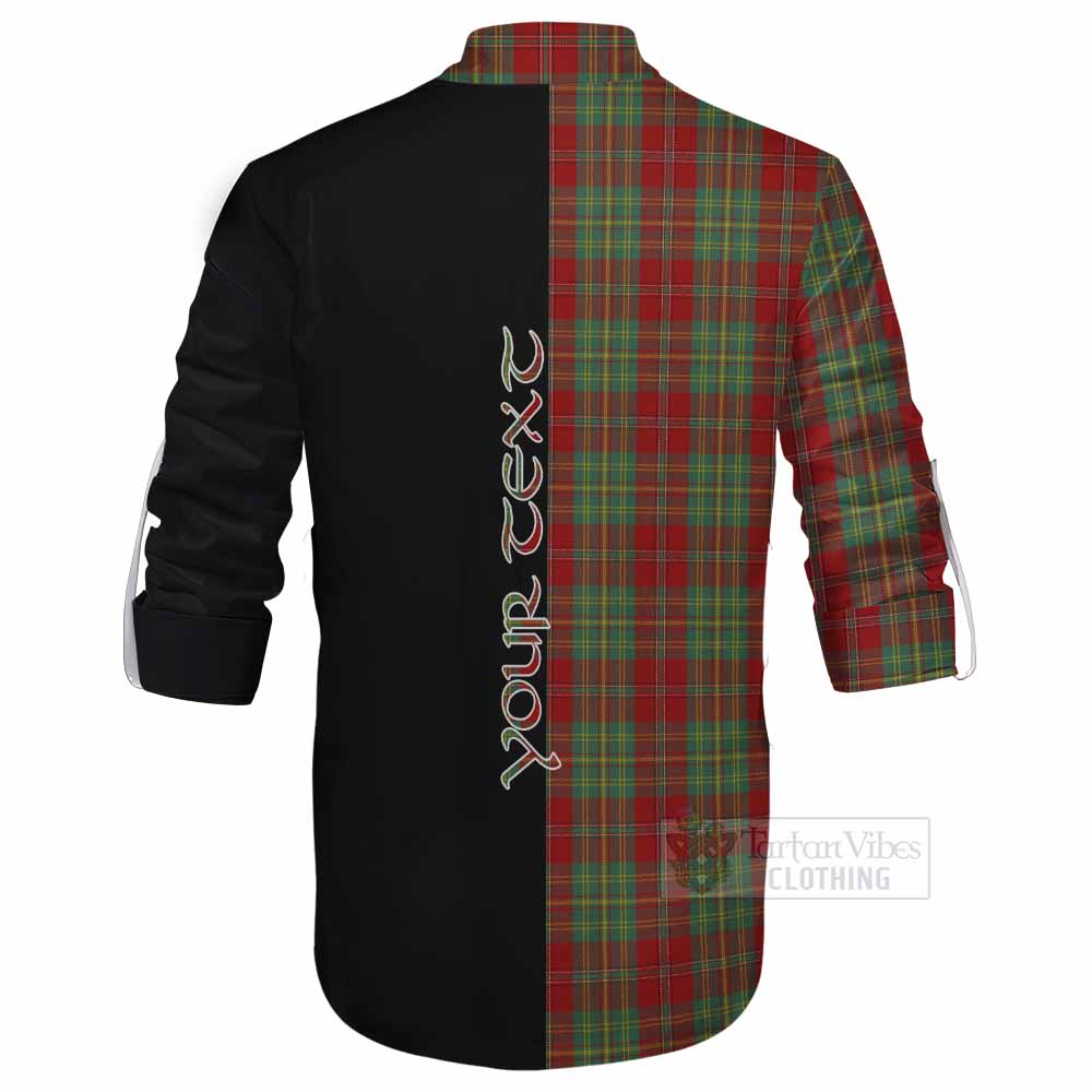 Tartan Vibes Clothing Leask Tartan Ghillie Kilt Shirt with Family Crest and Half Of Me Style