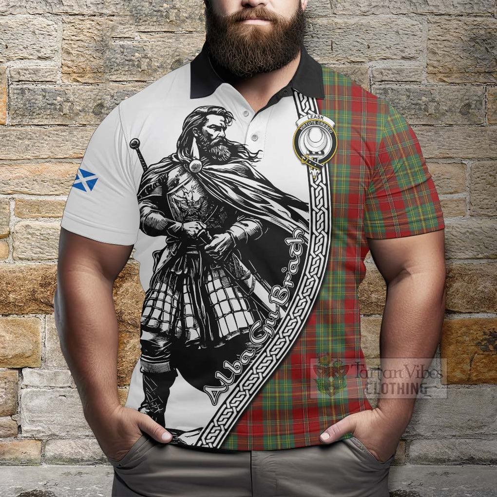 Tartan Vibes Clothing Leask Tartan Clan Crest Polo Shirt with Highlander Warrior Celtic Style