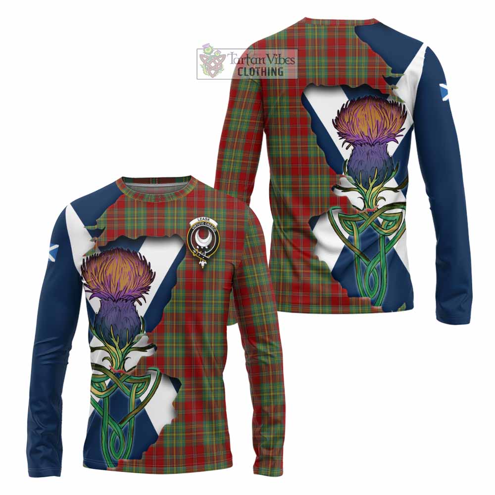 Leask Tartan Family Crest Long Sleeve T-Shirt Scottish Thistle Celtic Inspired - Tartan Vibes Clothing