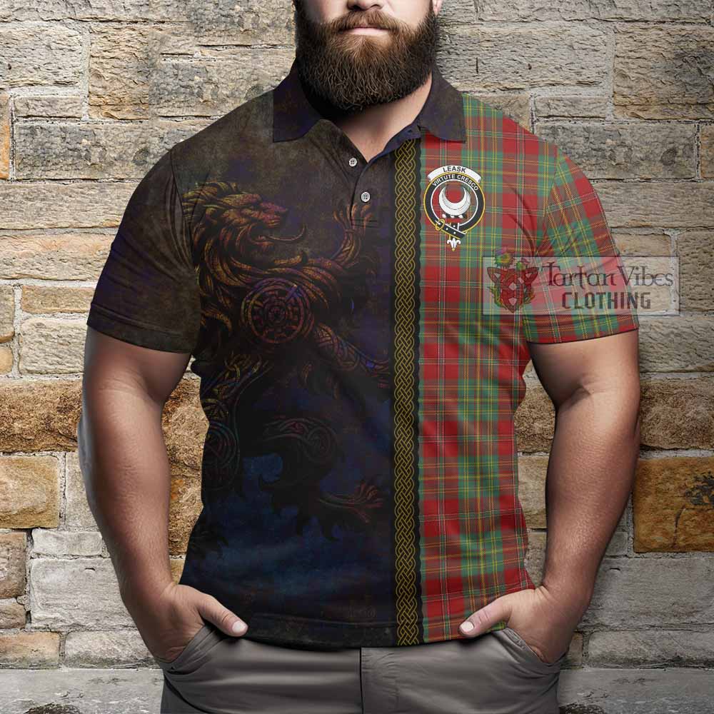 Tartan Vibes Clothing Leask Tartan Family Crest Polo Shirt Alba Gu Brath Be Brave Lion Ancient Style