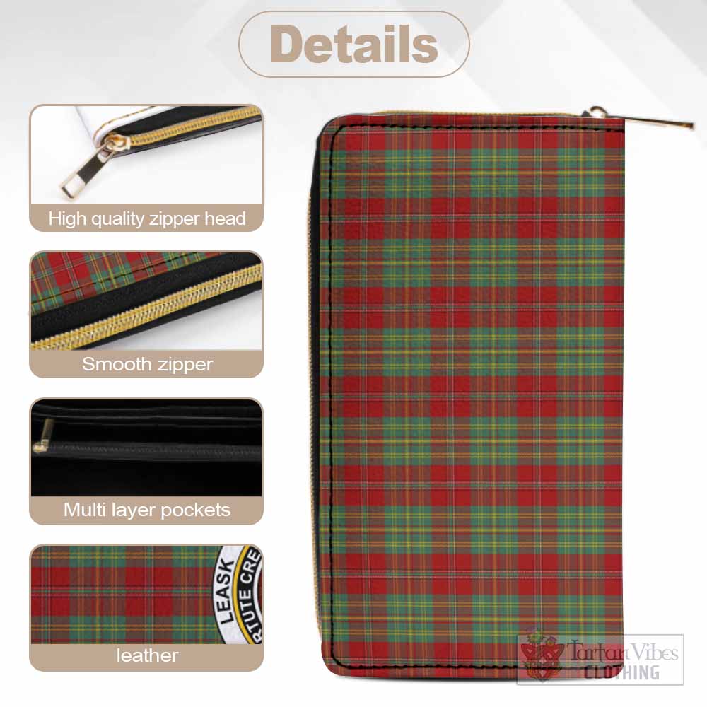 Tartan Vibes Clothing Leask Tartan Women's Leather Wallet with Family Crest