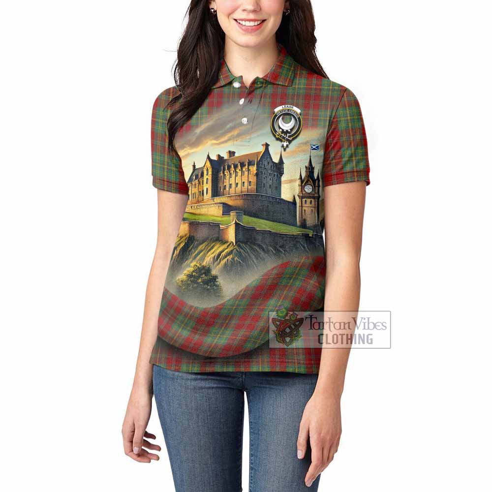 Tartan Vibes Clothing Leask Tartan Family Crest Women's Polo Shirt with Scottish Ancient Castle Stype