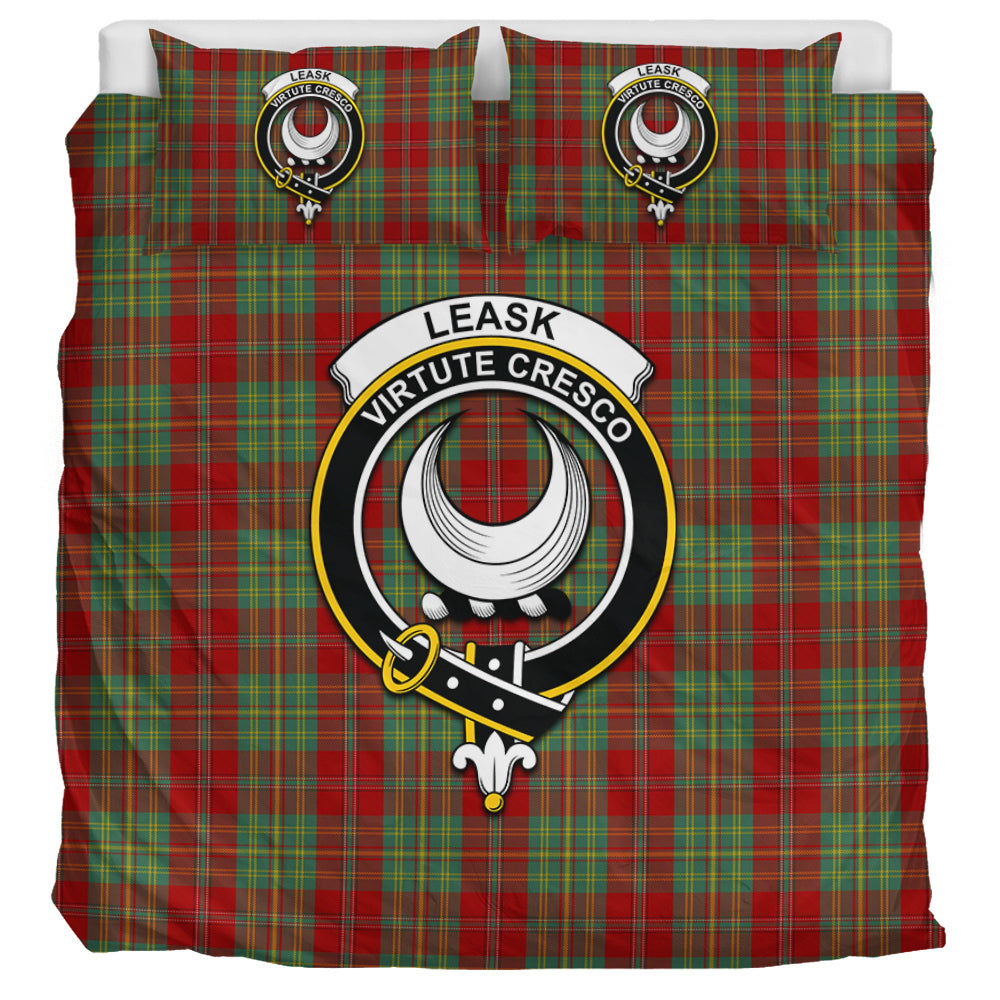 Leask Tartan Bedding Set with Family Crest - Tartan Vibes Clothing
