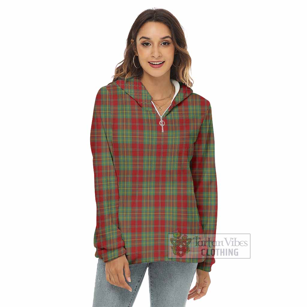 Tartan Vibes Clothing Leask Tartan Women's Borg  Half Zip Fleece Hoodie