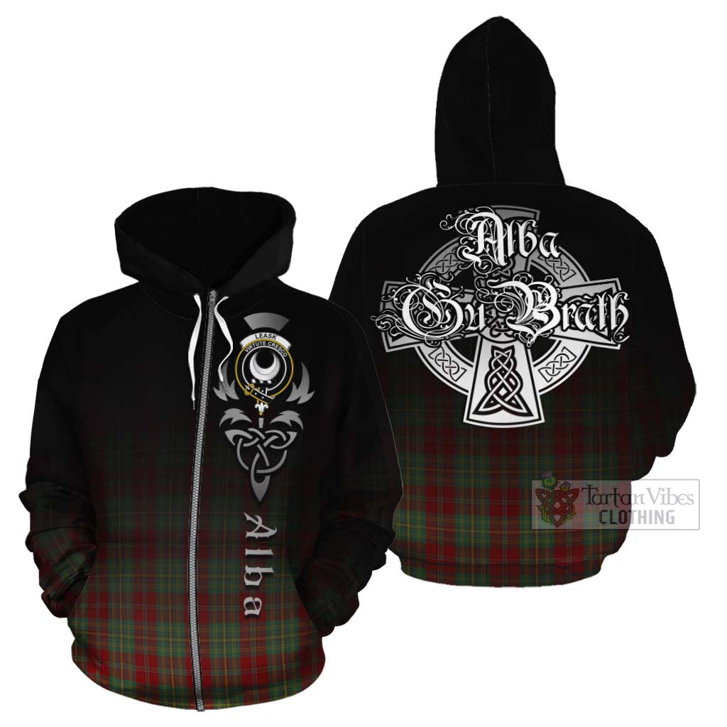 Tartan Vibes Clothing Leask Tartan Cotton Hoodie Featuring Alba Gu Brath Family Crest Celtic Inspired