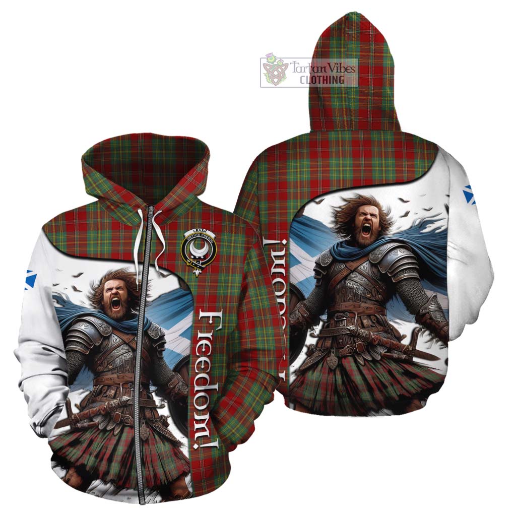 Tartan Vibes Clothing Leask Crest Tartan Cotton Hoodie Inspired by the Freedom of Scottish Warrior