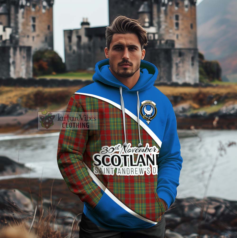 Tartan Vibes Clothing Leask Family Crest Tartan Cotton Hoodie Celebrate Saint Andrew's Day in Style