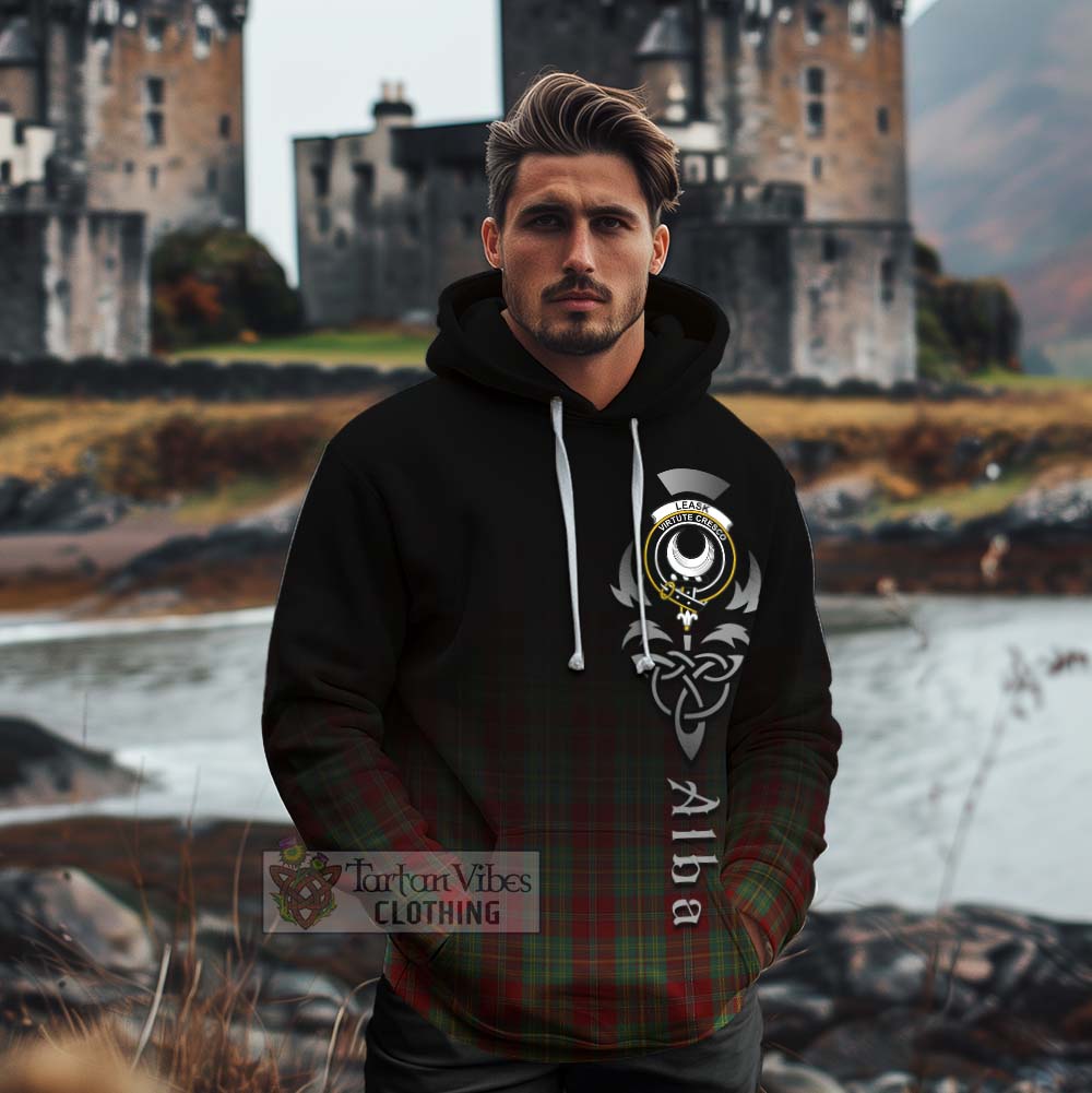 Tartan Vibes Clothing Leask Tartan Cotton Hoodie Featuring Alba Gu Brath Family Crest Celtic Inspired