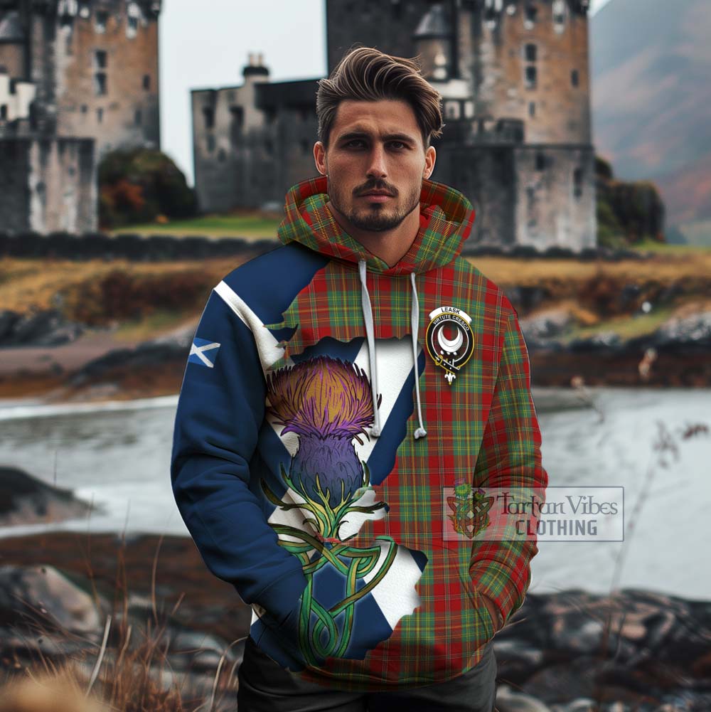 Tartan Vibes Clothing Leask Tartan Family Crest Cotton Hoodie Scottish Thistle Celtic Inspired