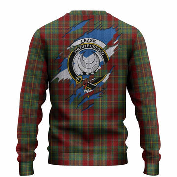 Leask Clan Crest In Me Tartan Knitted Sweater Scotland Flag Style