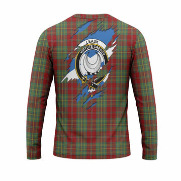 Leask Clan Crest In Me Tartan Long Sleeve T-Shirt Scotland Flag Style