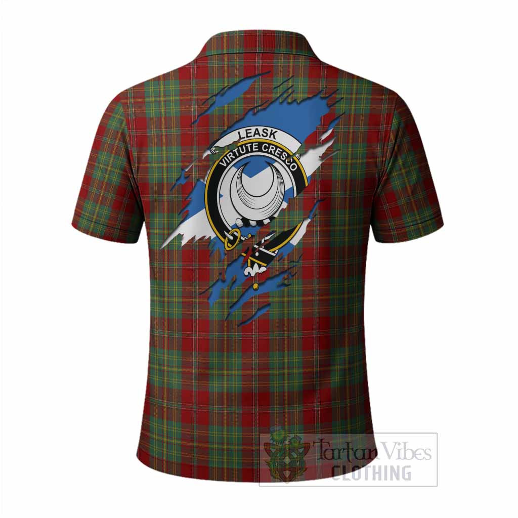 Leask Clan Crest In Me Tartan Polo Shirt Scotland Flag Style
