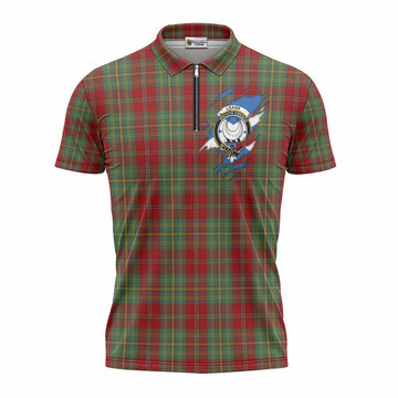 Leask Clan Crest In Me Tartan Zipper Polo Shirt Scotland Flag Style