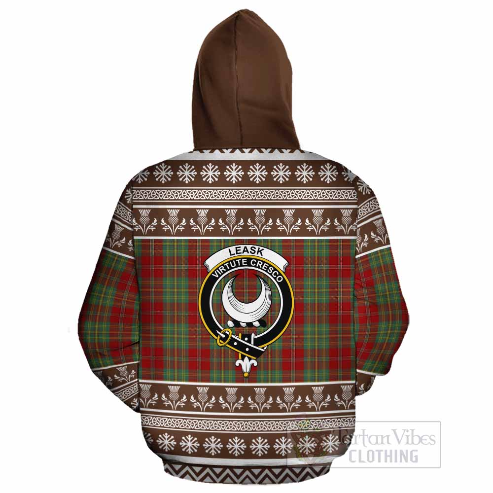 Leask Clan Tartan Christmas Cotton Hoodie with Family Crest - Tartan Vibes Clothing