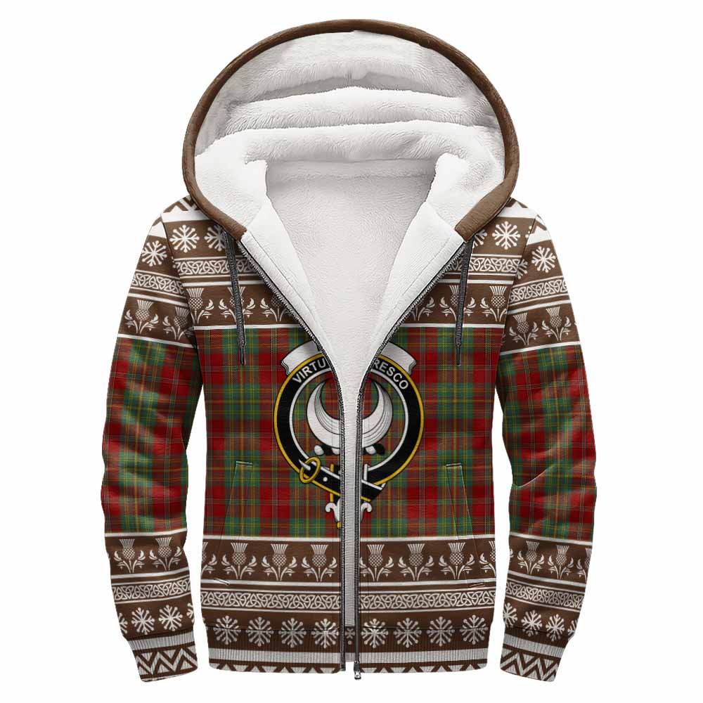Leask Clan Tartan Christmas Fleece Hoodie with Family Crest - Tartan Vibes Clothing