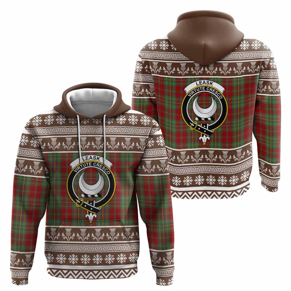 Leask Clan Tartan Christmas Hoodie with Family Crest - Tartan Vibes Clothing