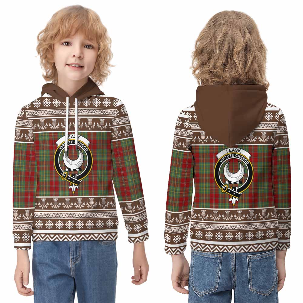 Leask Clan Tartan Christmas Kid Hoodie with Family Crest - Tartan Vibes Clothing