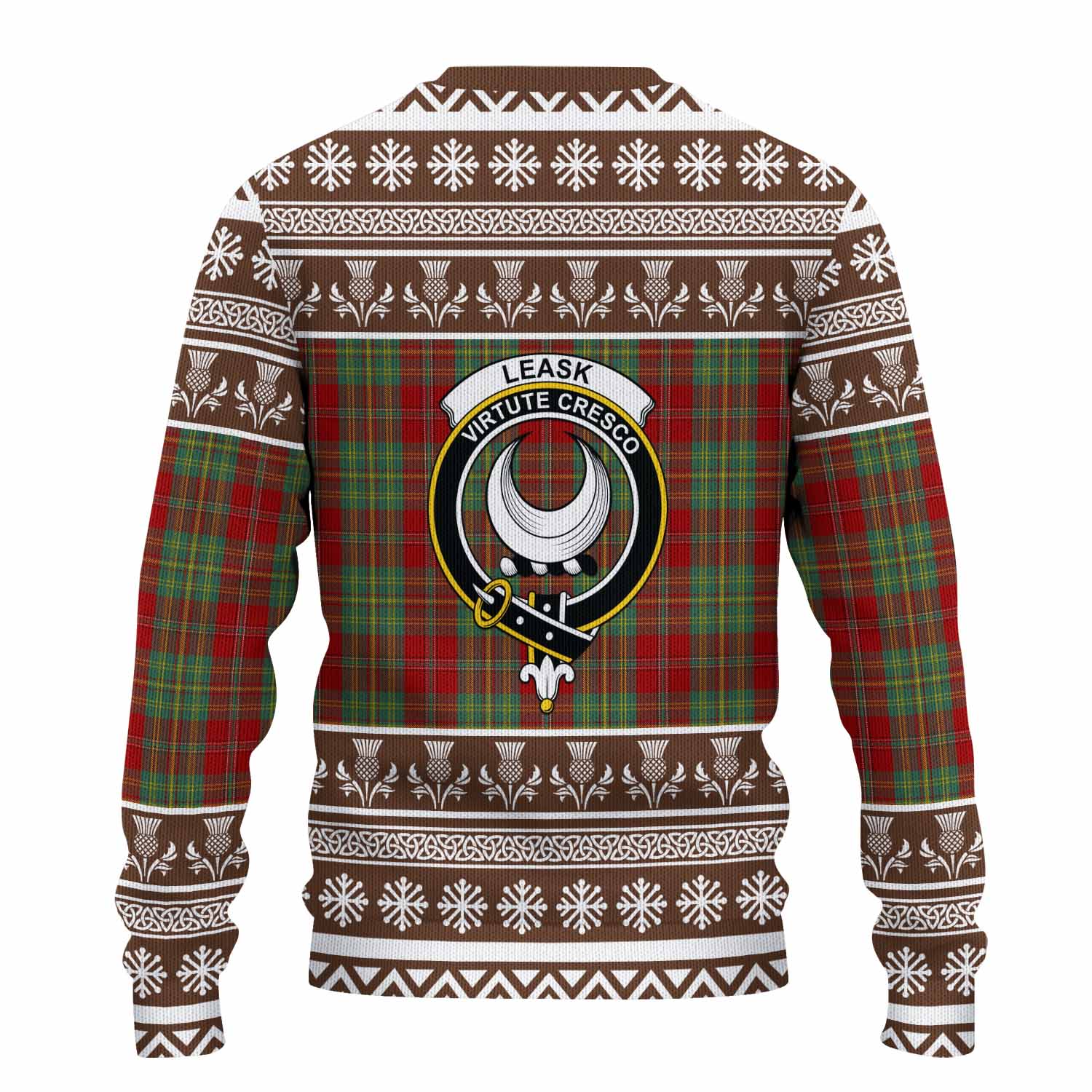 Leask Clan Tartan Christmas Ugly Sweater with Family Crest - Tartan Vibes Clothing