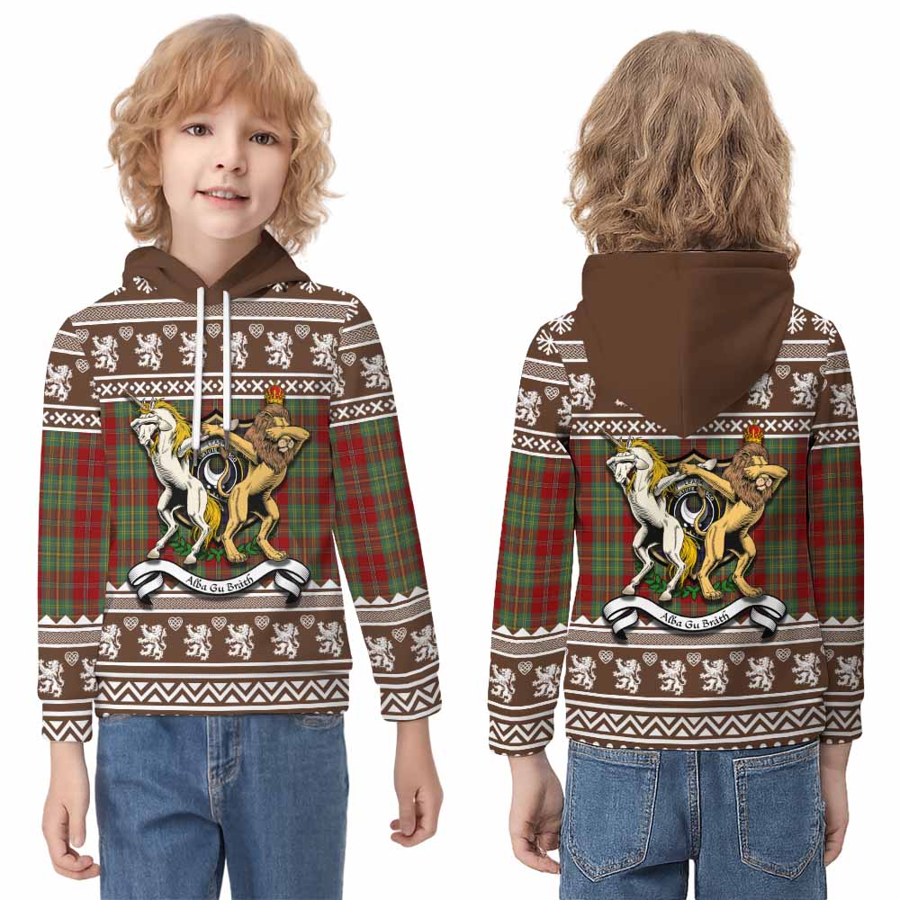 Leask Clan Tartan Crest Christmas Kid Hoodie Coat of Arms Funny Style - Tartan Vibes Clothing
