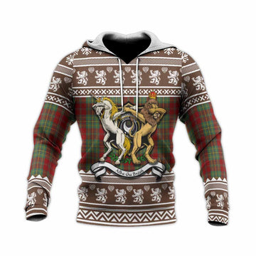 Leask Clan Tartan Crest Christmas Knitted Hoodie Coat of Arms Funny Style