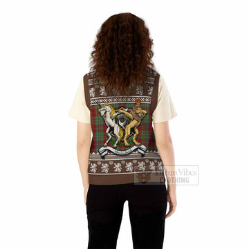 Leask Clan Tartan Crest Christmas Knitted V-Neck Vest Coat of Arms Funny Style - Tartan Vibes Clothing