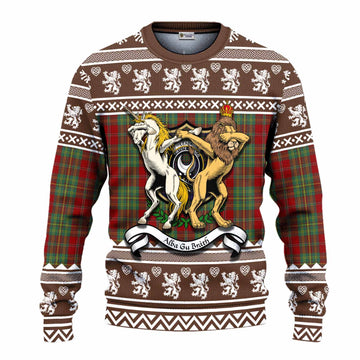 Leask Clan Tartan Crest Christmas Ugly Sweater Coat of Arms Funny Style