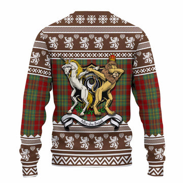 Leask Clan Tartan Crest Christmas Ugly Sweater Coat of Arms Funny Style